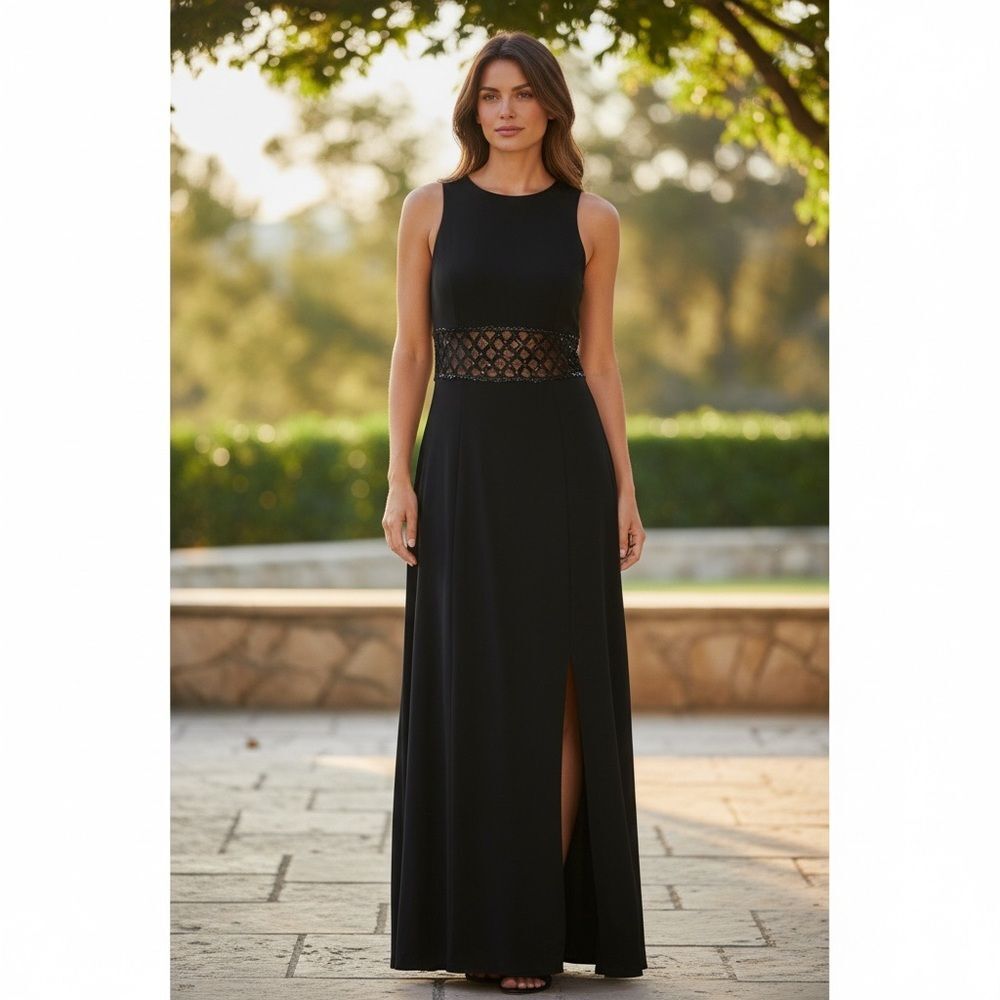 Vintage Faviana Elegant Black Sleeveless Dress